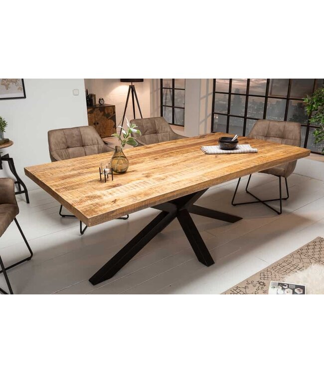 Invicta Interior Massieve industrieele eettafel GALAXIE 160cm mangohouten stervormig frame - 42257