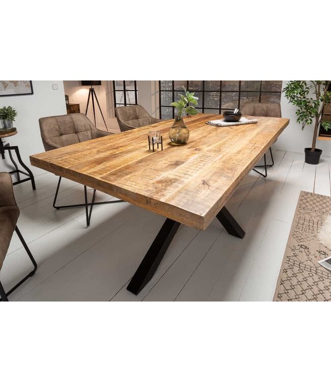 Invicta Interior Massieve industrieele eettafel GALAXIE 160cm mangohouten stervormig frame - 42257