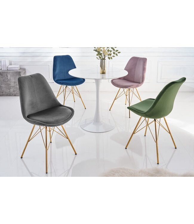 Invicta Interior Design stoel SCANDINAVIA MEESTERSTUK donkergrijs fluweel gouden poten - 42186