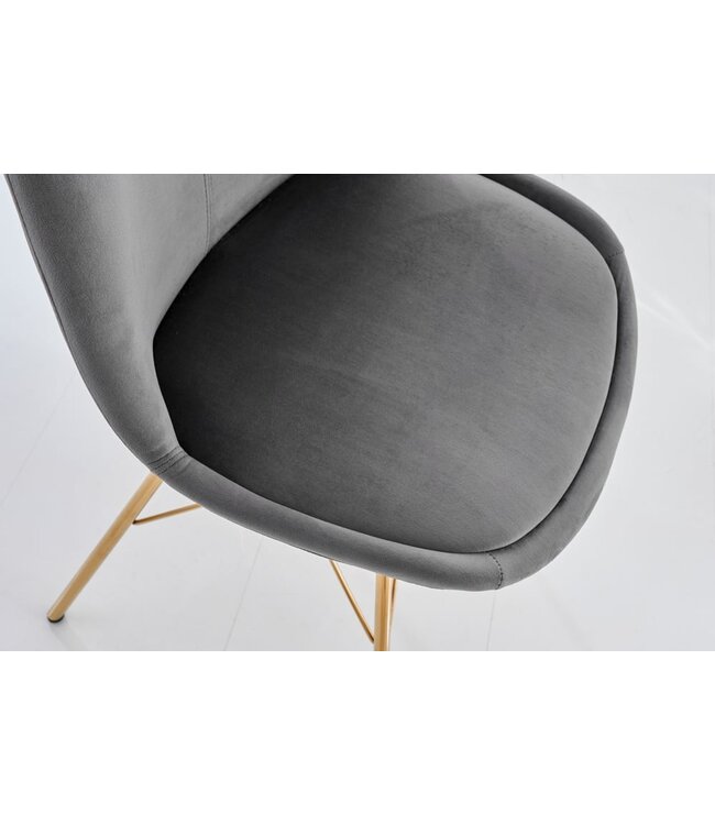 Invicta Interior Design stoel SCANDINAVIA MEESTERSTUK donkergrijs fluweel gouden poten - 42186