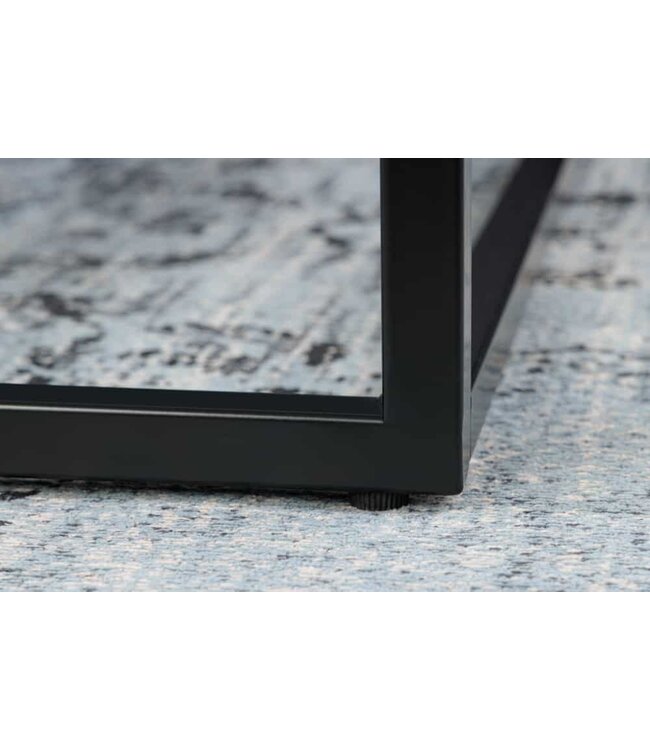 Invicta Interior Elegante salontafel BOUTIQUE 90cm wit kristalglas marmeren decor zwart frame - 42174