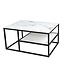 Invicta Interior Elegante salontafel BOUTIQUE 90cm wit kristalglas marmeren decor zwart frame - 42174