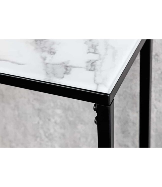 Invicta Interior Elegante consoletafel BOUTIQUE 110 cm wit kristalglas met marmeren decor zwart frame - 42170