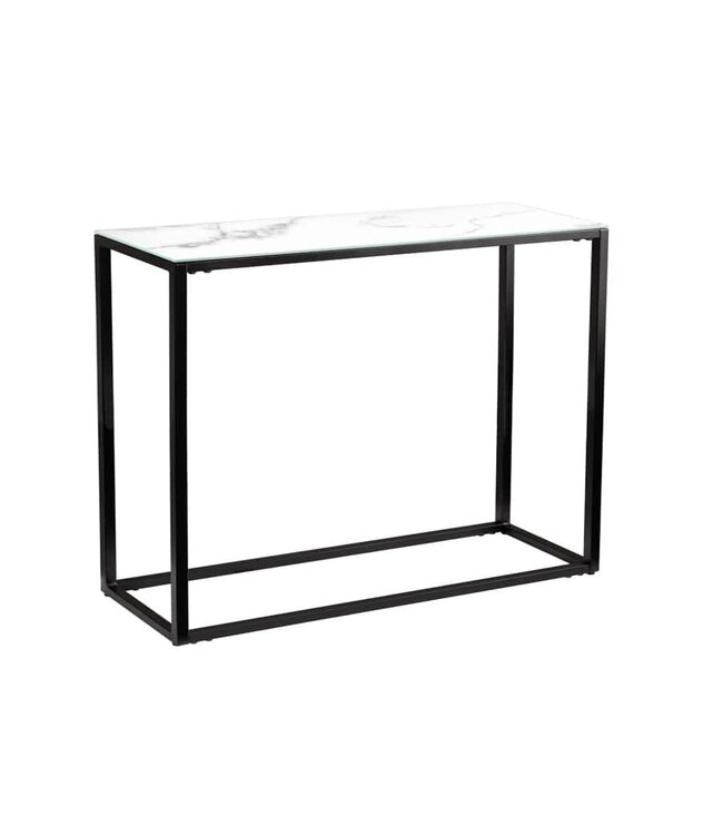 Invicta Interior Elegante consoletafel BOUTIQUE 110 cm wit kristalglas met marmeren decor zwart frame - 42170