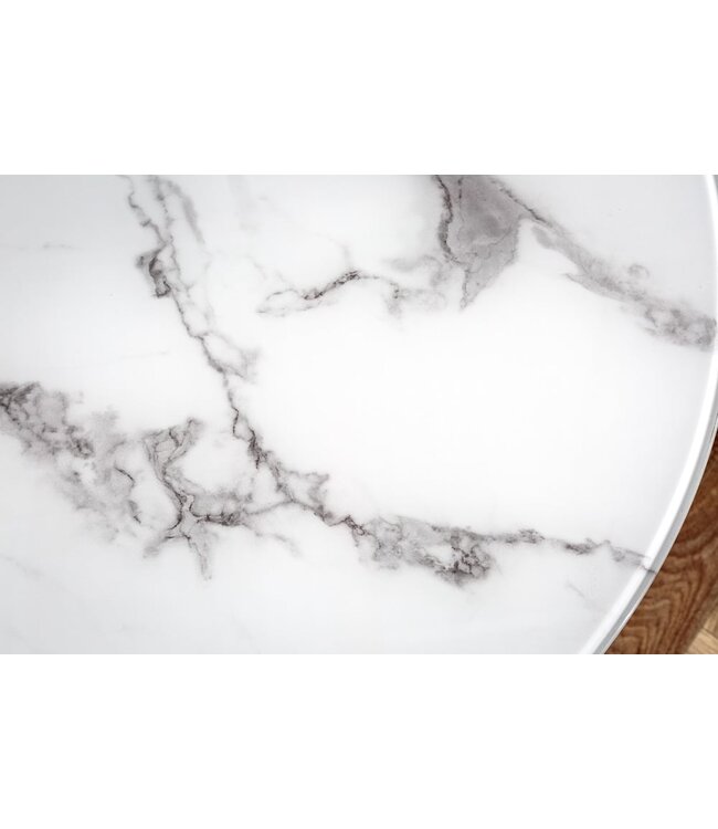 Invicta Interior Elegante salontafel BOUTIQUE 80cm wit rond kristalglas met marmeren decor gouden frame - 42160