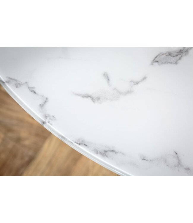 Invicta Interior Elegante salontafel BOUTIQUE 80cm wit rond kristalglas met marmeren decor gouden frame - 42160