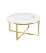 Invicta Interior Elegante salontafel BOUTIQUE 80cm wit rond kristalglas met marmeren decor gouden frame - 42160