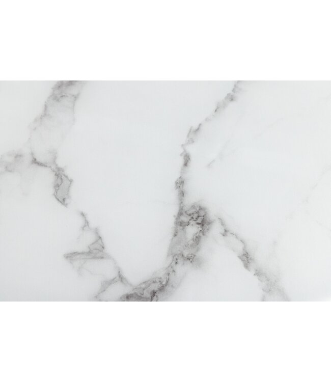 Invicta Interior Elegante salontafel BOUTIQUE 80cm wit rond kristalglas met marmeren decor zwart frame - 42159