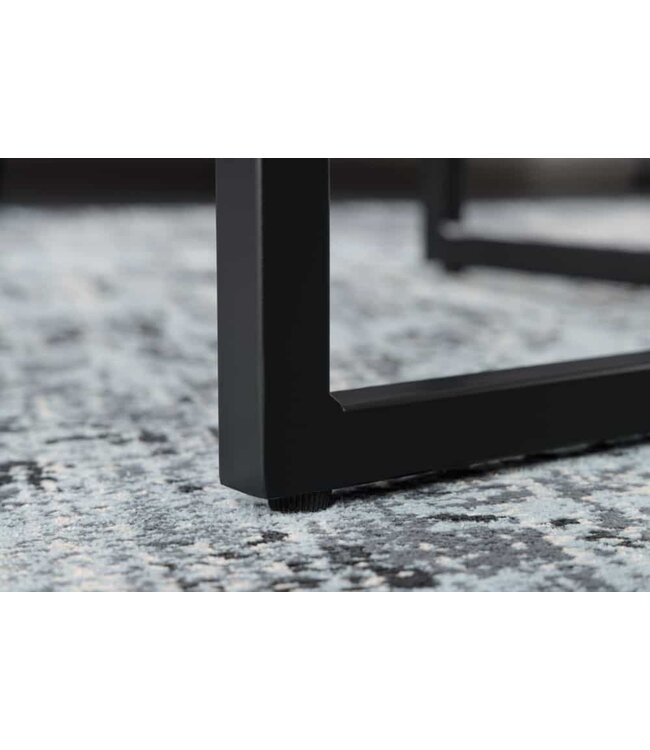 Invicta Interior Elegante salontafel BOUTIQUE 80cm wit rond kristalglas met marmeren decor zwart frame - 42159