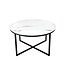 Invicta Interior Elegante salontafel BOUTIQUE 80cm wit rond kristalglas met marmeren decor zwart frame - 42159