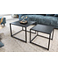 Invicta Interior Design bijzettafels set van 2 SLIM LINE 50cm zwart essen industrieele stijl - 42011