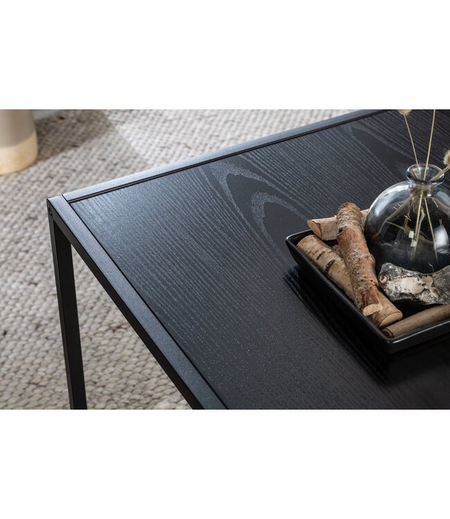 Invicta Interior Design bijzettafels set van 2 SLIM LINE 50cm zwart essen industrieele stijl - 42011