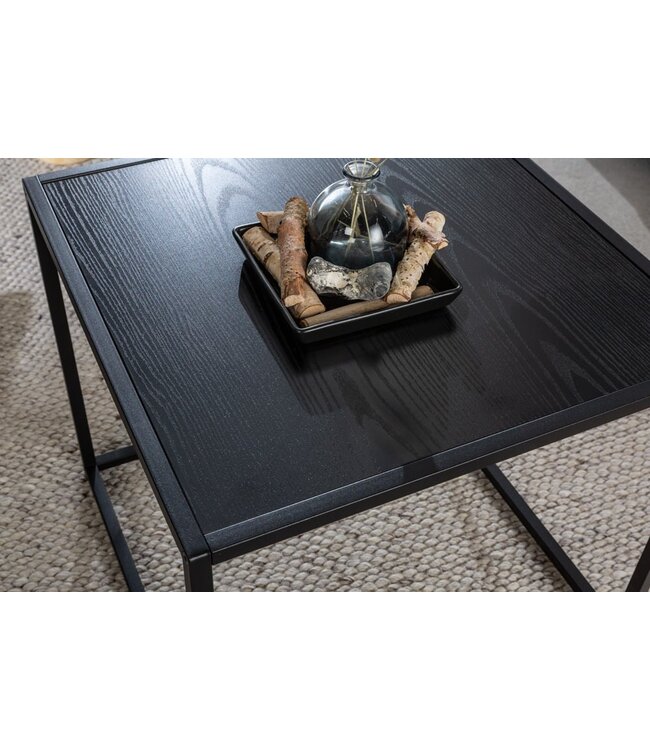 Invicta Interior Design bijzettafels set van 2 SLIM LINE 50cm zwart essen industrieele stijl - 42011