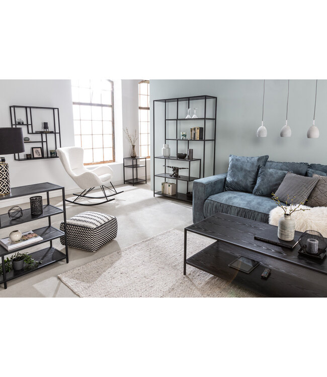 Invicta Interior Design bijzettafels set van 2 SLIM LINE 50cm zwart essen industrieele stijl - 42011