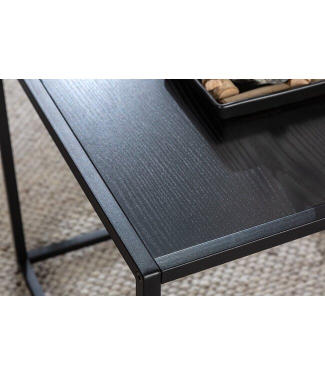 Invicta Interior Design bijzettafels set van 2 SLIM LINE 50cm zwart essen industrieele stijl - 42011