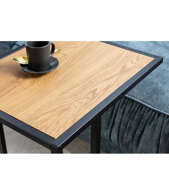 Invicta Interior industrieele bijzettafel SLIM LINE 43cm wild eiken zwarte laptoptafel - 42008