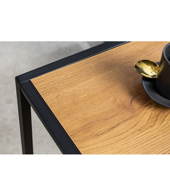 Invicta Interior industrieele bijzettafel SLIM LINE 43cm wild eiken zwarte laptoptafel - 42008