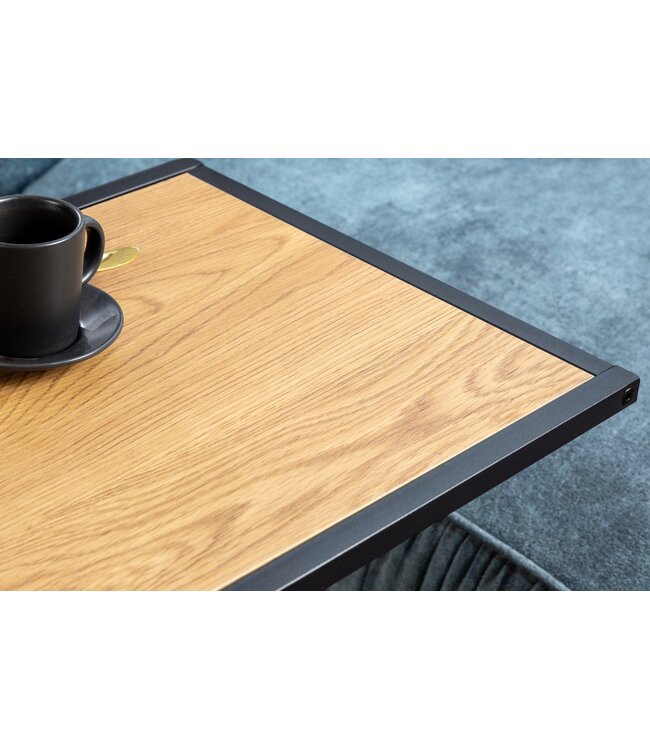 Invicta Interior industrieele bijzettafel SLIM LINE 43cm wild eiken zwarte laptoptafel - 42008