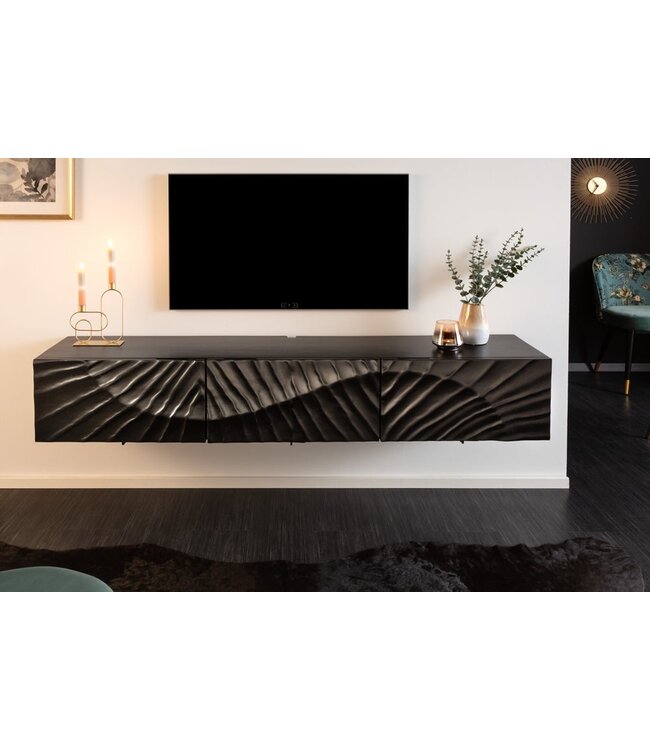 Invicta Interior Massief tv-meubel SCORPION 160 cm hangend dressoir van zwart mangohout - 41995