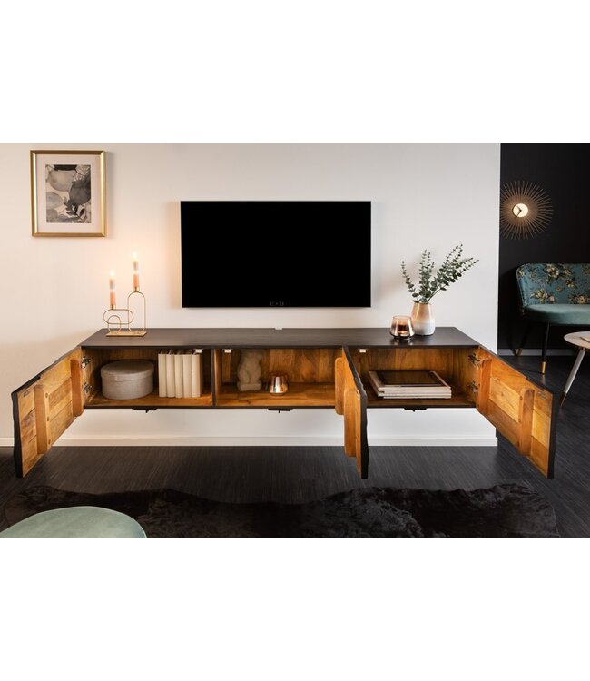 Invicta Interior Massief tv-meubel SCORPION 160 cm hangend dressoir van zwart mangohout - 41995