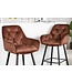 Invicta Interior Design barkruk MILANO bruin fluwelen barstoel met Chesterfield quilting - 41962