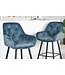 Invicta Interior Design barkruk MILANO petrol fluwelen barstoel met Chesterfield quilting - 41961