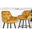 Invicta Interior Design barkruk MILANO mosterdgeel fluwelen barstoel met Chesterfield quilting - 41959