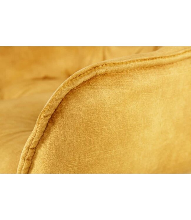 Invicta Interior Design barkruk MILANO mosterdgeel fluwelen barstoel met Chesterfield quilting - 41959