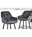Invicta Interior Design barkruk MILANO grijs fluwelen barstoel met Chesterfield quilting - 41957