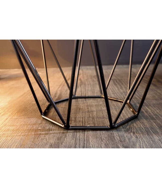 Invicta Interior Design bijzettafel DIAMOND 50cm grijs marmer zwart metaal - 41858