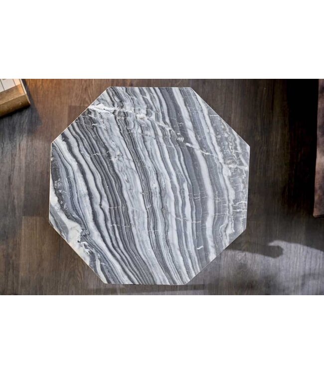 Invicta Interior Design bijzettafel DIAMOND 50cm grijs marmer zwart metaal - 41858