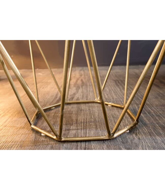 Invicta Interior Abstract bijzettafeltje DIAMOND 50cm groen marmer messing metaal - 41857