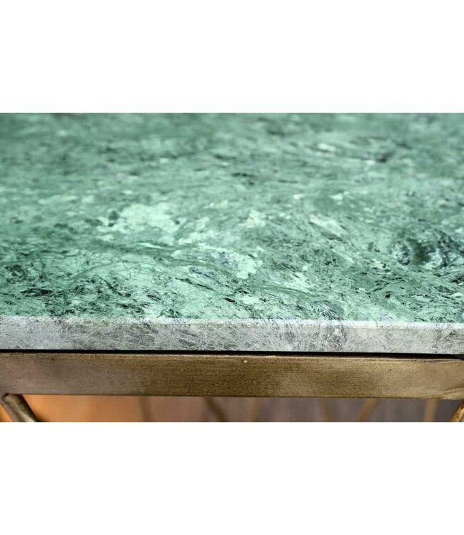 Invicta Interior Abstract bijzettafeltje DIAMOND 50cm groen marmer messing metaal - 41857