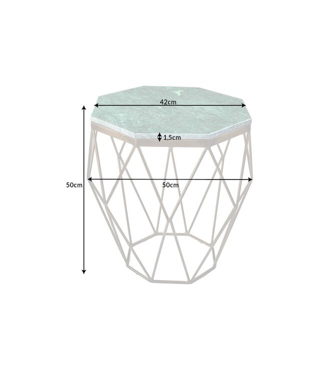 Invicta Interior Abstract bijzettafeltje DIAMOND 50cm groen marmer messing metaal - 41857