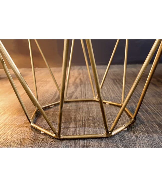 Invicta Interior Design bijzettafel DIAMOND 50cm wit marmer messing metaal - 41856