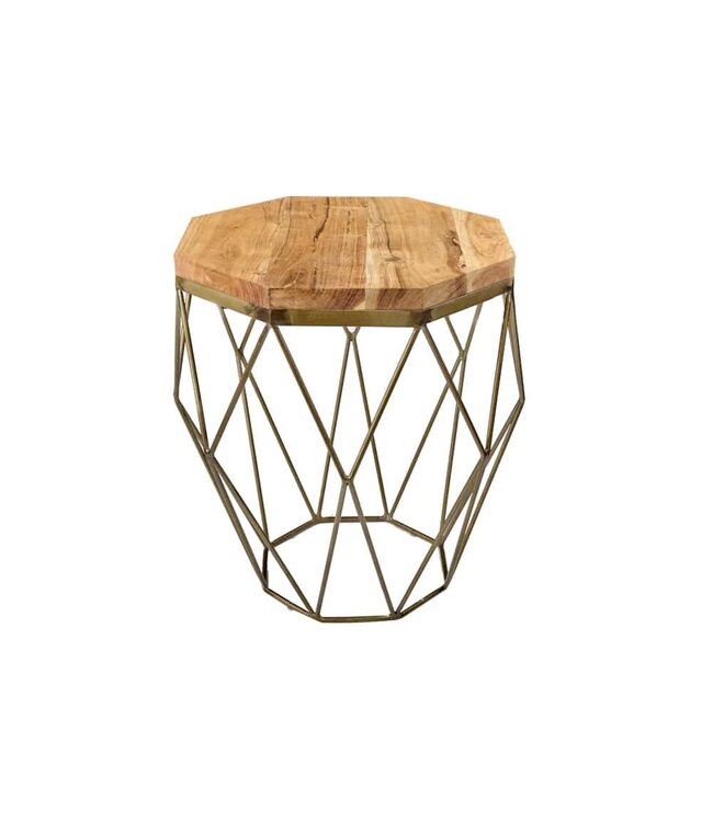 Invicta Interior Abstract bijzettafel DIAMOND 50cm natuurlijk acacia messing metaal - 41855