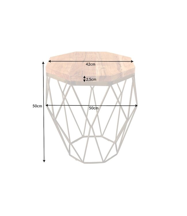 Invicta Interior Abstract bijzettafel DIAMOND 50cm natuurlijk acacia messing metaal - 41855