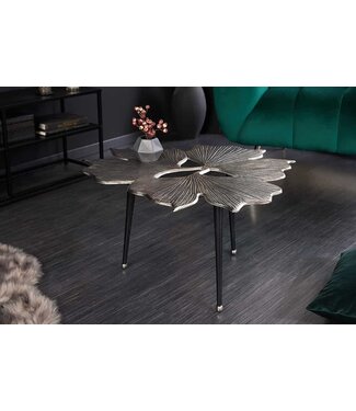 Invicta Interior Decoratieve salontafel GINKGO LEAFS 75cm zilver handgemaakt metaal - 41792