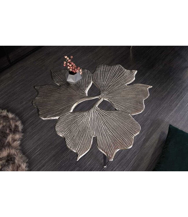 Invicta Interior Decoratieve salontafel GINKGO LEAFS 75cm zilver handgemaakt metaal - 41792