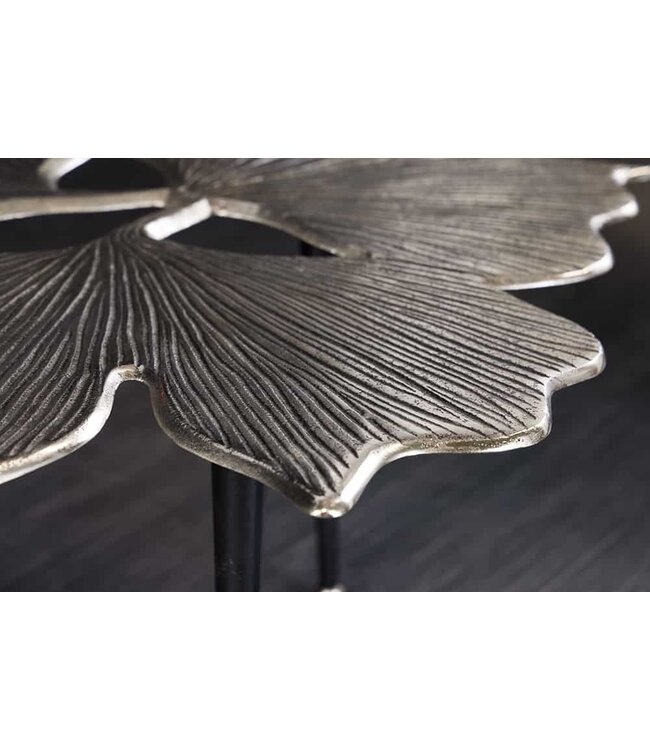 Invicta Interior Decoratieve salontafel GINKGO LEAFS 75cm zilver handgemaakt metaal - 41792