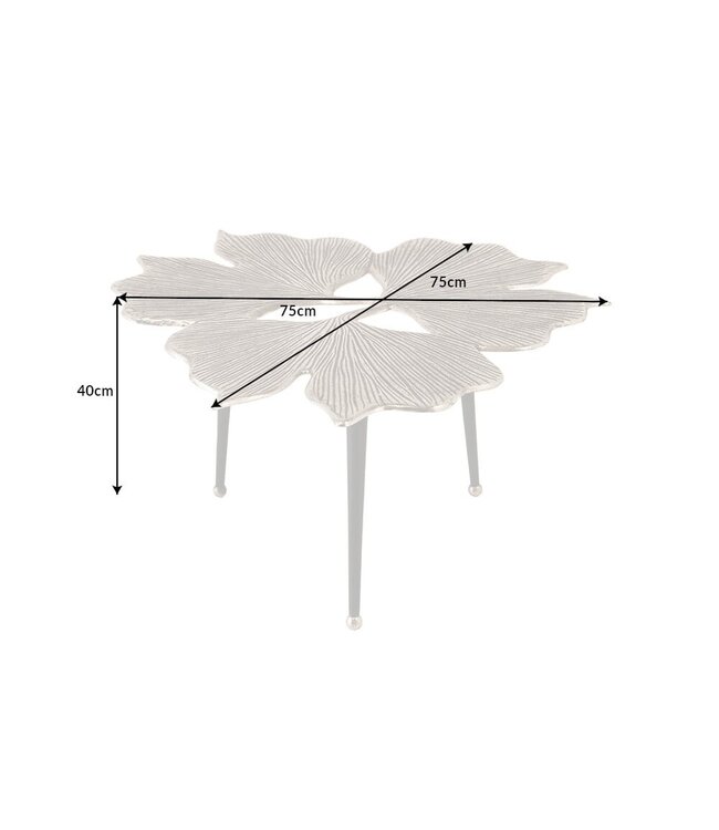 Invicta Interior Decoratieve salontafel GINKGO LEAFS 75cm zilver handgemaakt metaal - 41792
