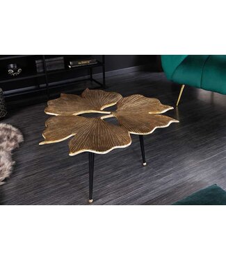 Invicta Interior Decoratieve salontafel GINKGO LEAFS 75cm goud handgemaakt metaal - 41791