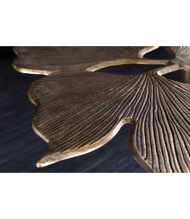 Invicta Interior Decoratieve salontafel GINKGO LEAFS 75cm goud handgemaakt metaal - 41791