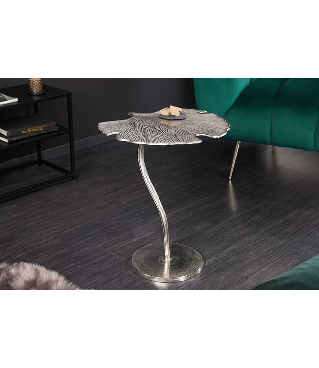 Invicta Interior Decoratieve bijzettafel GINKGO LEAF 45cm zilver handgemaakt metaal - 41790
