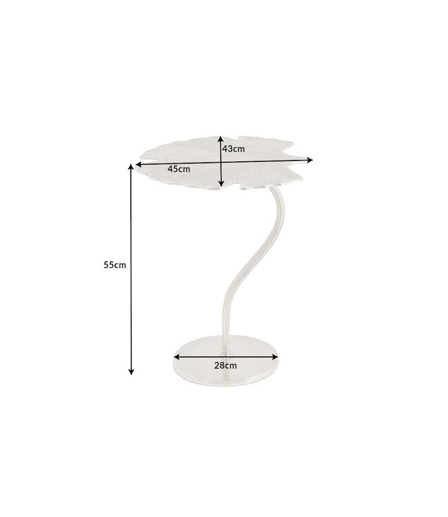 Invicta Interior Decoratieve bijzettafel GINKGO LEAF 45cm zilver handgemaakt metaal - 41790