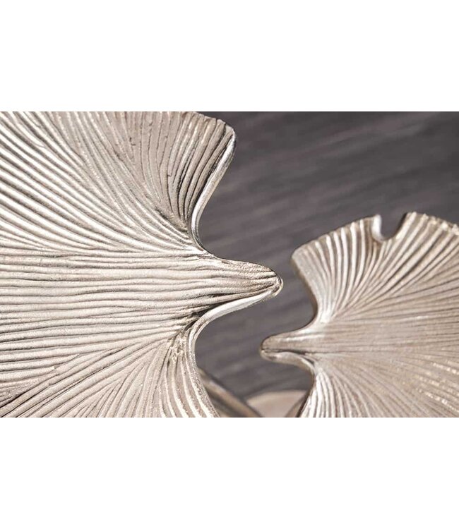 Invicta Interior Decoratieve bijzettafel GINKGO LEAFS 50cm zilver handgemaakt metaal - 41788