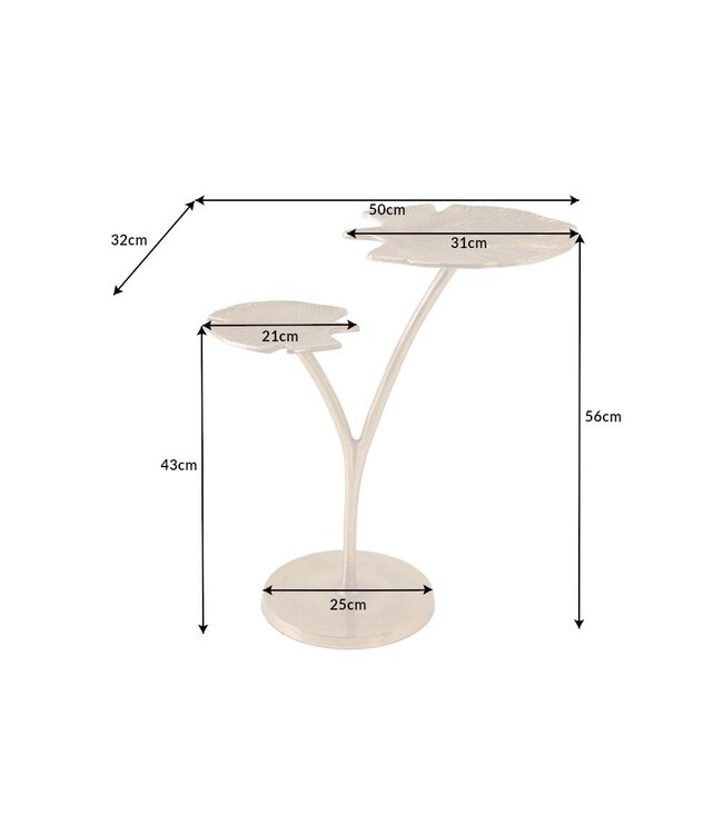 Invicta Interior Decoratieve bijzettafel GINKGO LEAFS 50cm goud handgemaakt metaal - 41787
