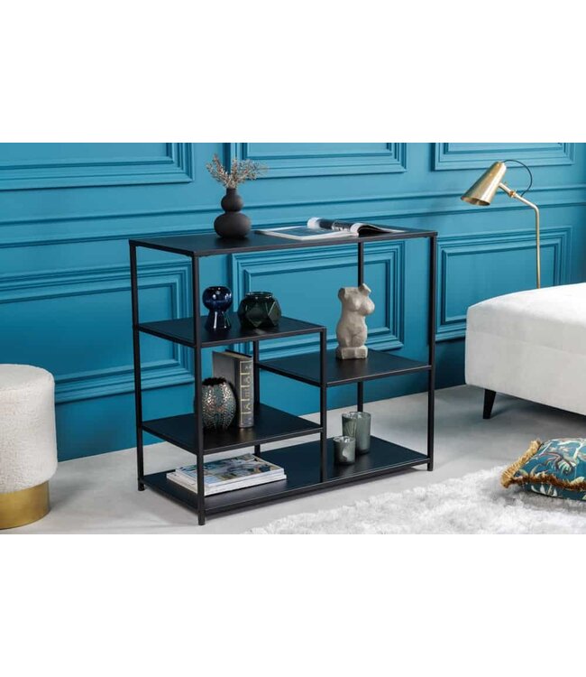 Invicta Interior industrieele plank DURA STEEL 90cm zwart metalen console - 41731