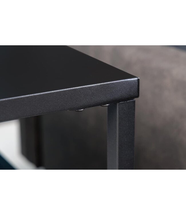 Invicta Interior Industrieel bijzettafel DURA STEEL 50cm zwart metaal met opbergvak - 41729