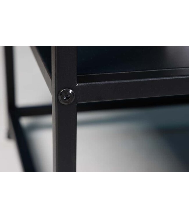 Invicta Interior Industrieel bijzettafel DURA STEEL 50cm zwart metaal met opbergvak - 41729